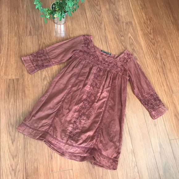 All Saints Brown Hobo Western Embroidered Dress Size 10 - Picture 1 of 7
